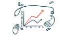 A graph labeled Clinical Trial shows large gains and is framed by a stethoscope, a pair of hands, and a scattering of pills.
