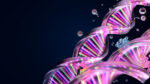 A DNA strand is shown in colors of purple and yellow.